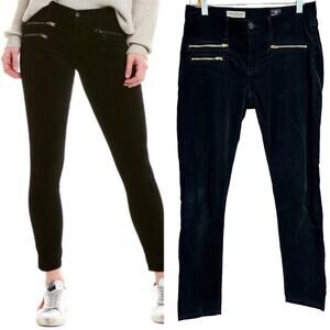 AG Adriano Goldschmeid Black Moto Stevie Ankle Slim Straight Corduroys Size 27